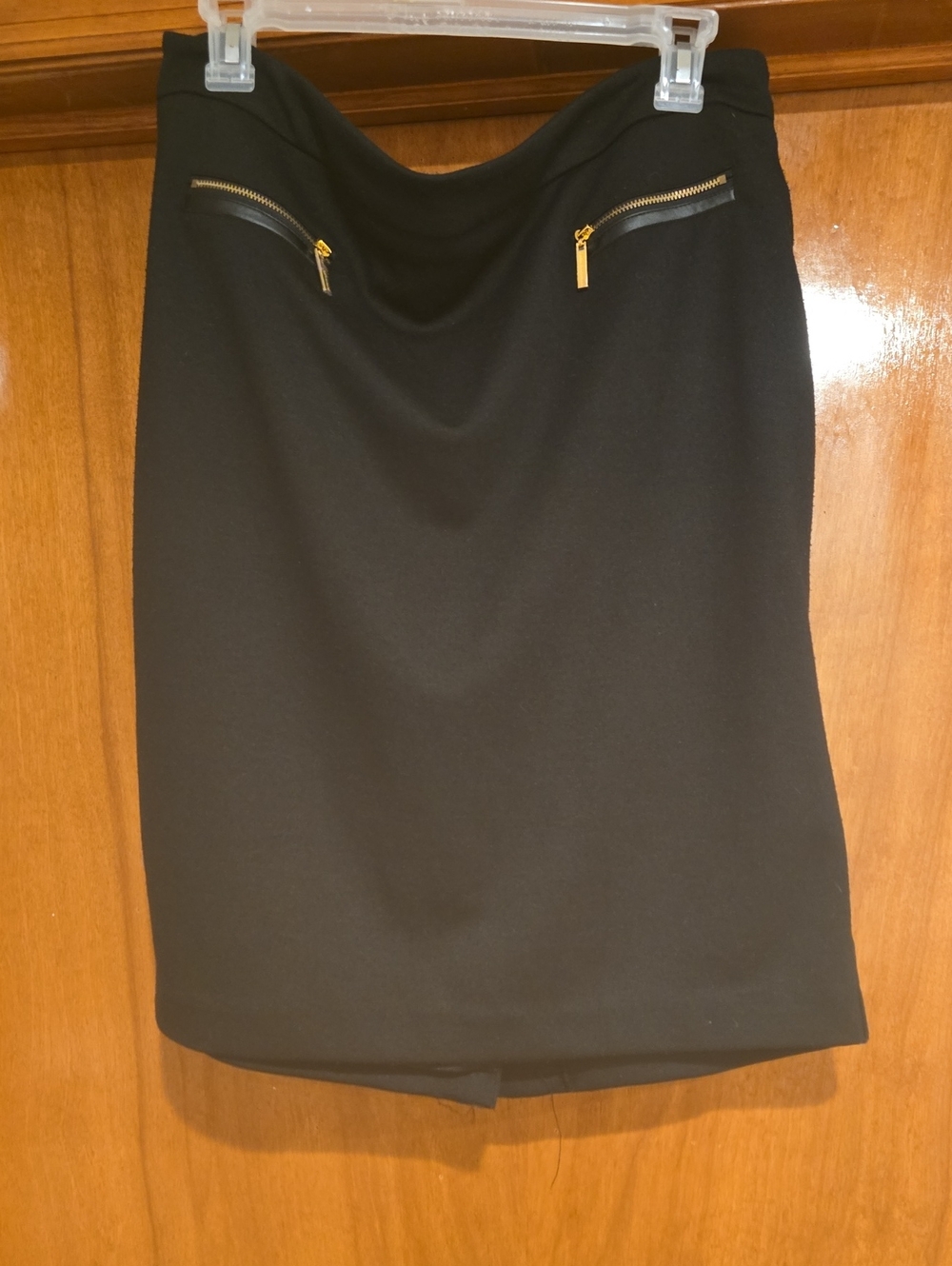 Dana Buchman Black Pencil Skirt with Gold Zip Accents
